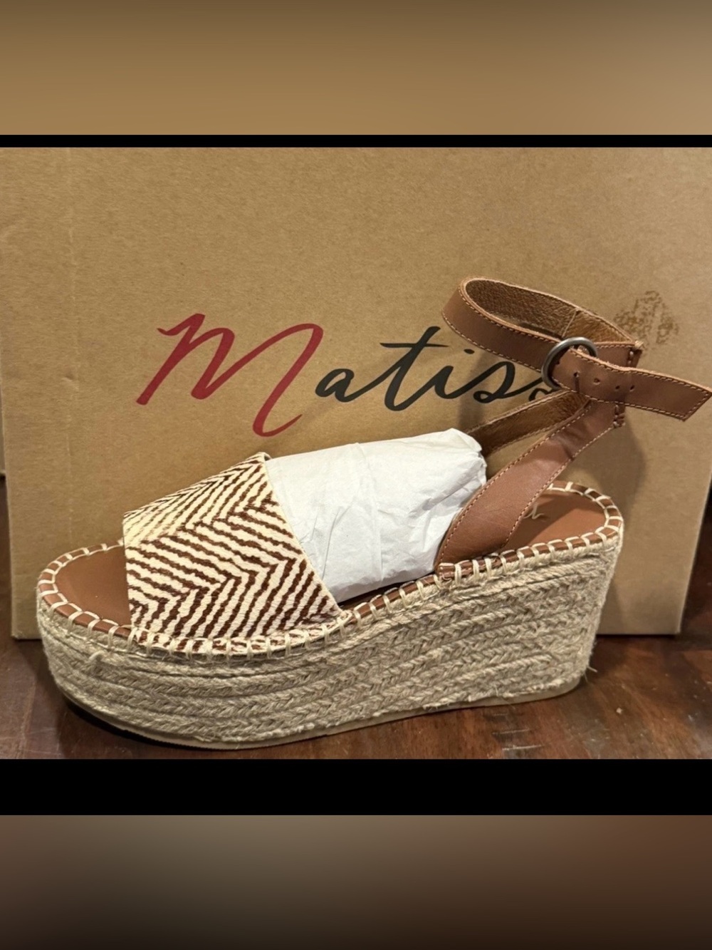 Matisse Women's Trapeze Calf Hair Sandals Cognac Leather Size 6 M US